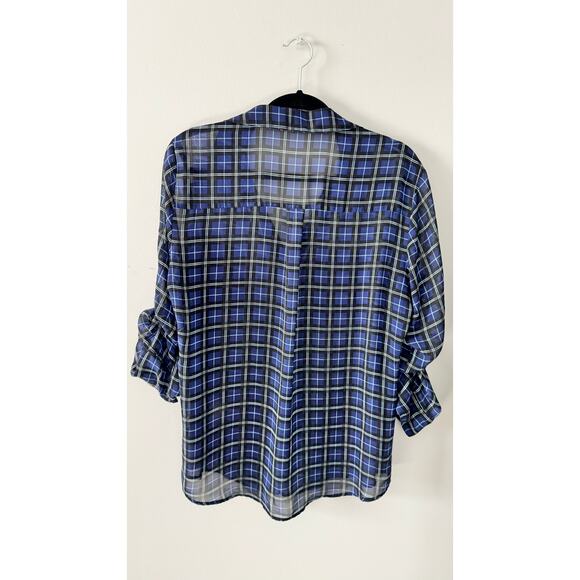 Express Portofino Shirt – Blue & Black Plaid – Women’s Size Large (L) - Picture 2 of 3